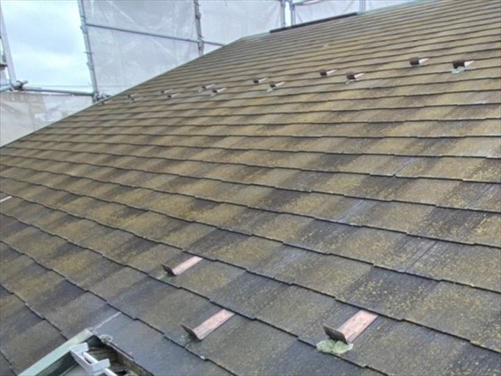 江戸川区春江町で屋根外壁の塗装工事、屋根はサーモアイSIのクールミラノグリーン、外壁はパーフェクトトップ05-90Dを使用して施工